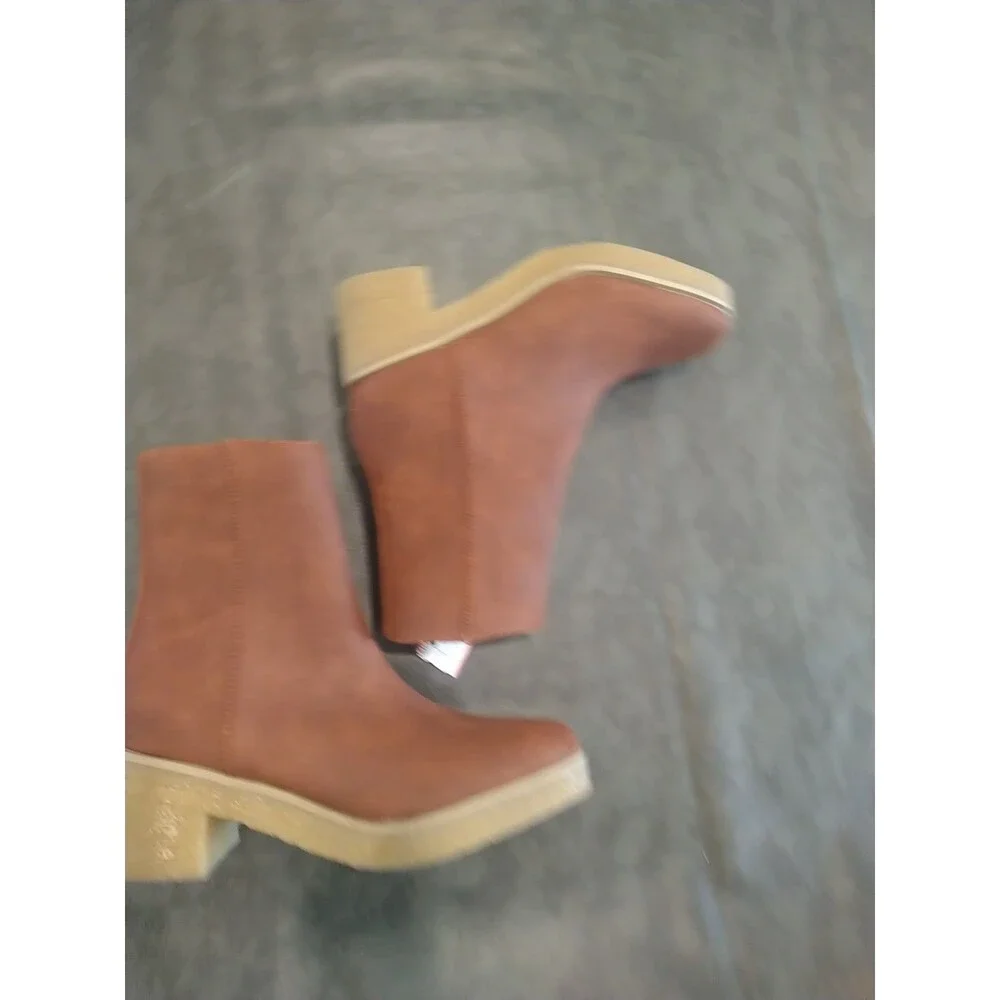 Coconuts Elsa Faux Leather Boots Sz 8 Brown Cottage Core Boho Cozy
